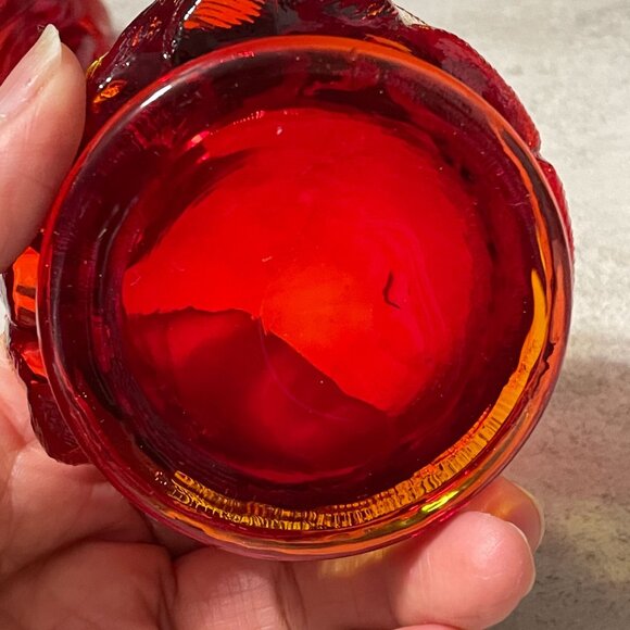 Vintage Fenton 5.5" Santa Figural 2-Piece Fairy Light Red Amberina Glass 1969-79 - Picture 9 of 9